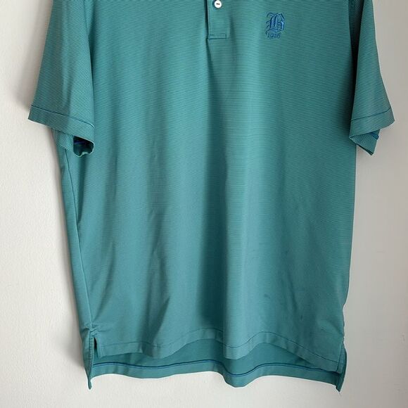 Peter Millar Men’s stripped summer comfort golf polo green blue size large READ! - Picture 3 of 10